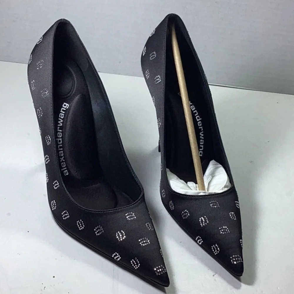 Alexander Wang Women's Delphine Crystal Logo Embellished Pumps